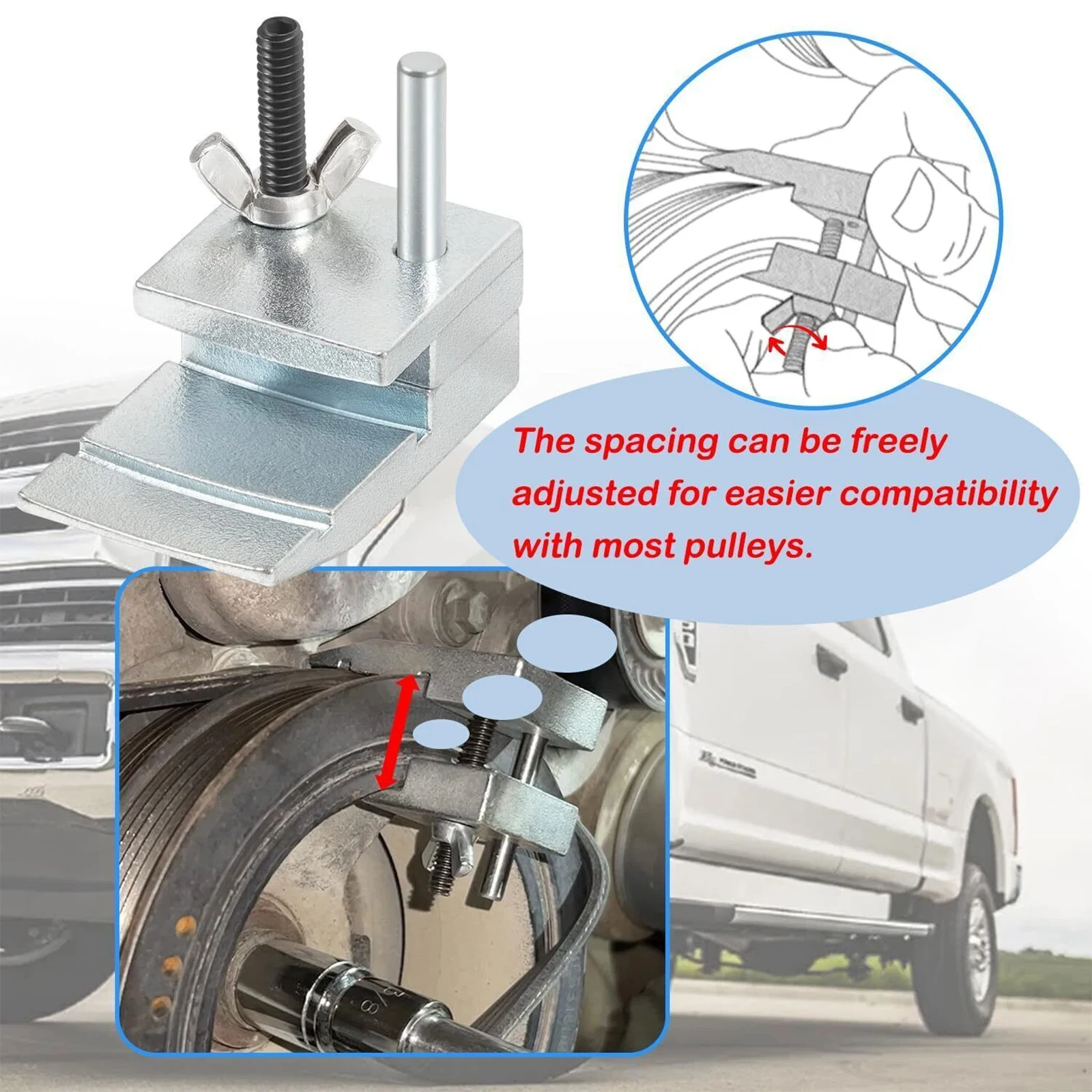 59350 جهاز تركيب الحزام المطاطي أداة تركيب الحزام العملي مثبت الحزام المريح للبكرات المزدوجة العميقة للغاية #5