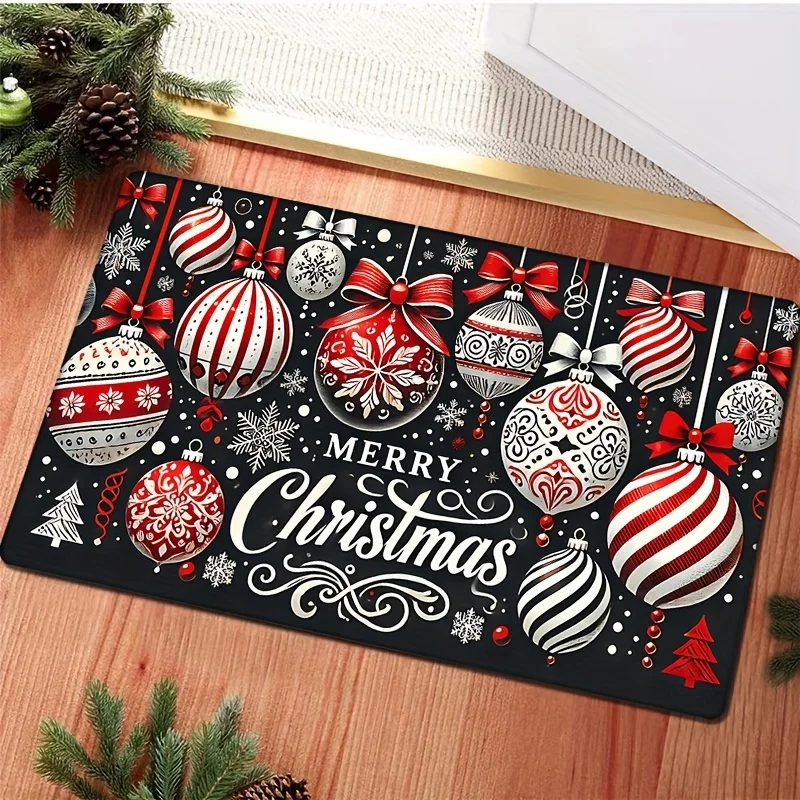 

Рождественский орнамент, фланелевой коврик, нескользящая губчатая подложка, устойчивая к выцветанию для гостиной, спальни, кухни, декор