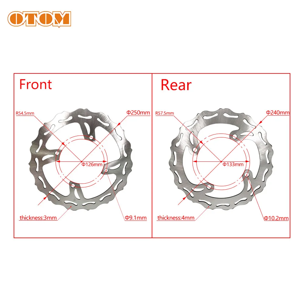 Motorcycle Accessories Front Rear Brake Disc Brake Rotor 250MM 240MM For KAWASAKI KX125 KX250 KX250F KX450F KLX450 SUZUKI RMZ250