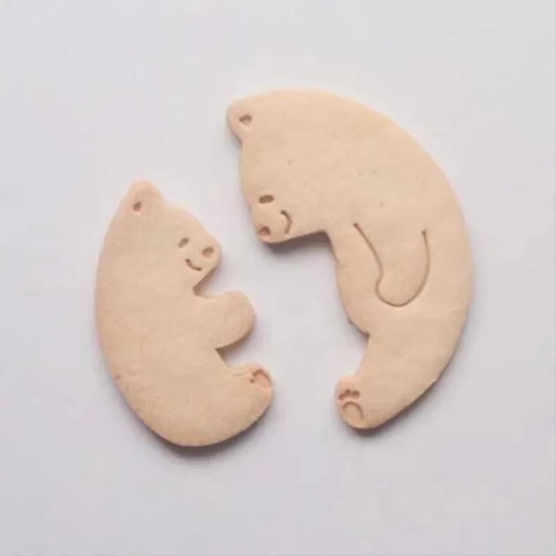 Parent Child Bear Shape Biscuit Mold Set Cookie Cutter Plunger Hand Pressure DIY Fondant Cake Decoration Tools Sugar Craft