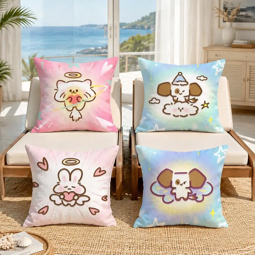 Pattern Angel Pet BlastS Cushion Cover Soft Pillow Cover Two‑Side Printing Throw Pillow Case for Sofa Pillowcase Home Decoration