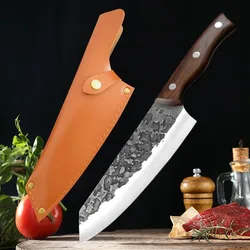 Japanese Chef Knife Meat Cleaver Butcher Kitchen Knife Stainless Steel Meat Chopping Fish Vegetables Slicing Knife With Sheath