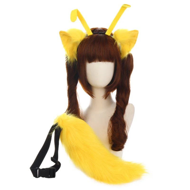 New Alien Kitten Ear Hair Hoop Headdress Tail Cosplay Hand Made Plush Animal Ear Tail Suit Party Role Playing Props