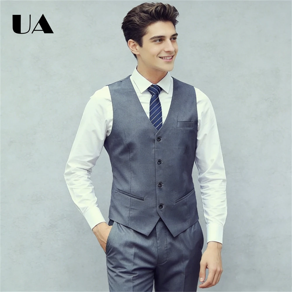 Men's Waistcoat Single Row Basics Suit Vest S-6XL Formal Waistcoat ULBYANRY Solid Color Single Breasted