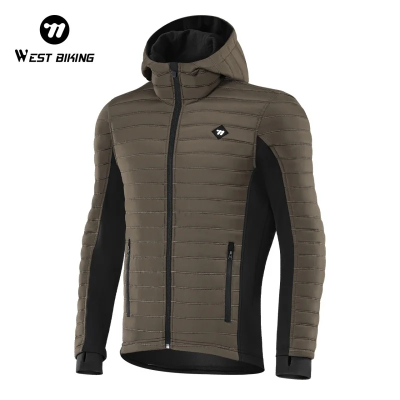 

WEST BIKING Autumn Winter Cycling Windproof Jacket Reflective Hooded Multi Pocket Windbreaker Cotton Lining Thermal Sport Gear