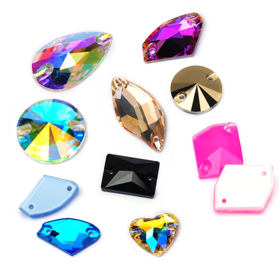 20 Stück K9 Glas-Mix-Aufnähsteine, flache Rückseite, DIY-Nähzubehör, Glasdiamanten, Edelsteine, Ornamente, Kristalle für Kleidung und Taschen – Detail 9