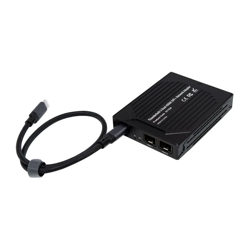 USB4.0 to Dual Fiber SFP+ Ethernet Network Adapter 82599ES Chip USB4 10G SFP NIC Compatible with Thunderbolt 3/4 Support MAC