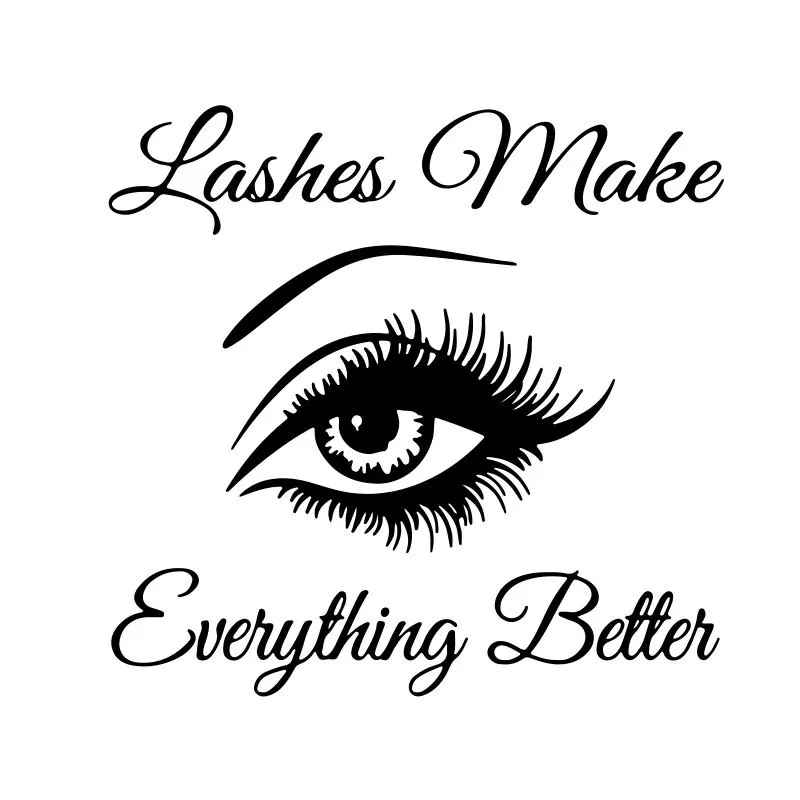 Eye Wall Sticker Eyebrows Home Lashes Mural PVC Vinyl Art Waterproof Beauty Salon Black Decal Decoration Quote