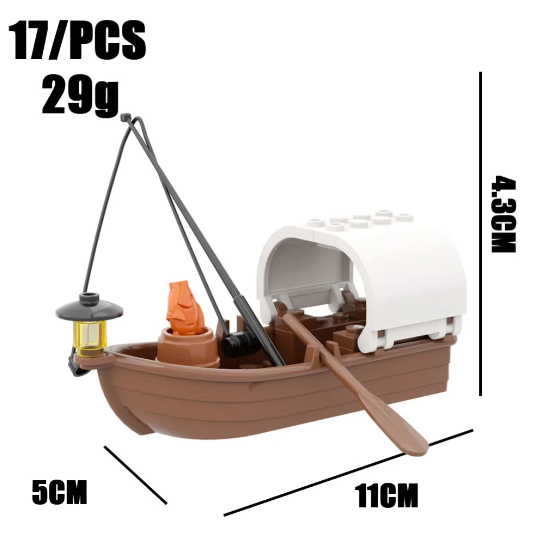 City Creativity Medieval Pirate Ship Fishing Boat Assemble MOC DIY Model Building Blocks Bricks Children's Toys Christmas Gift