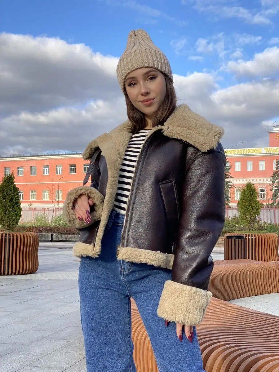 Fitness lor Winter Frauen Kunst pelz Lederjacke lässig Dame Revers Reiß verschluss Kurz mantel High Street Motorrad Outwear