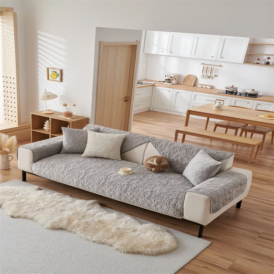 

Nordic Simple Korean Style Rice White Cover Cloth Sofa Cover Cover Towel Four Seasons Universal Anti-Slip Cushion