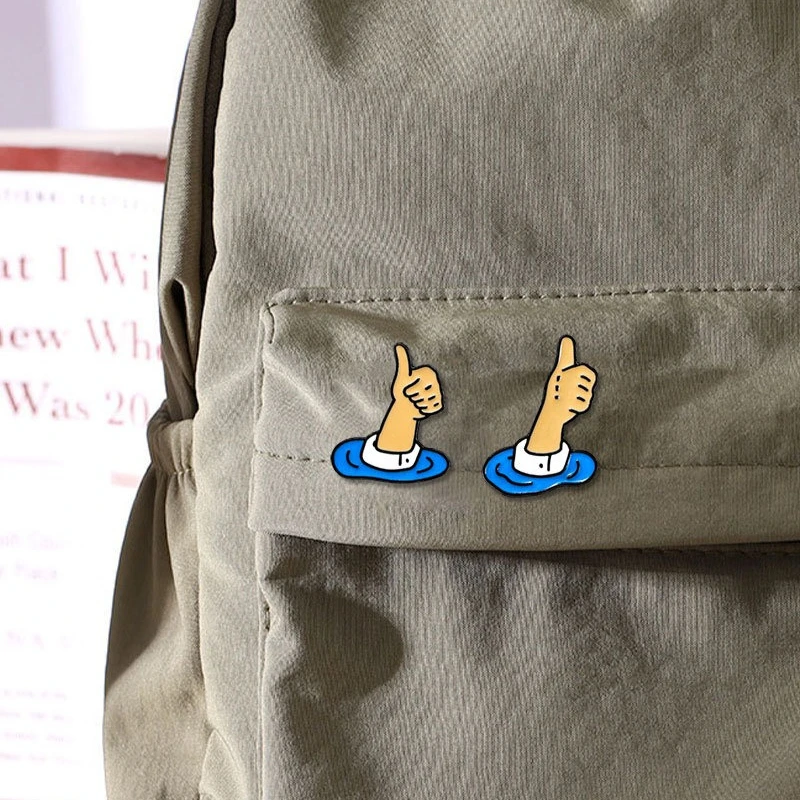 Cartoon Thumb Shape Brooch Fashion Casual Alloy Oil Dripping Badge Pin For DIY Clothing Bags Hat Scarf T-shirt Jeans Accessories