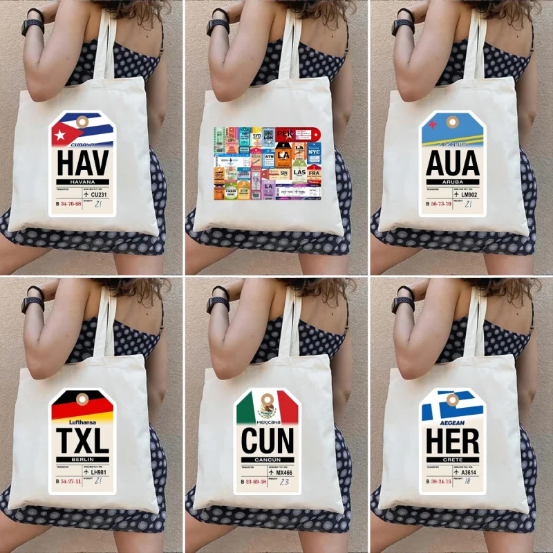 Washington Berlin Tokyo London Luxembourg Tote Handbag Fashion Aesthetic Shoulder Bag Eco Large Capacity Travel Shopping Bags