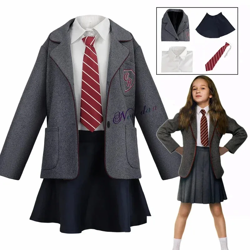 

Movie Matilda Cosplay Costume School Uniform Coat Skirt Tie Roald Dahl's Matilda the Musical Costume for Children