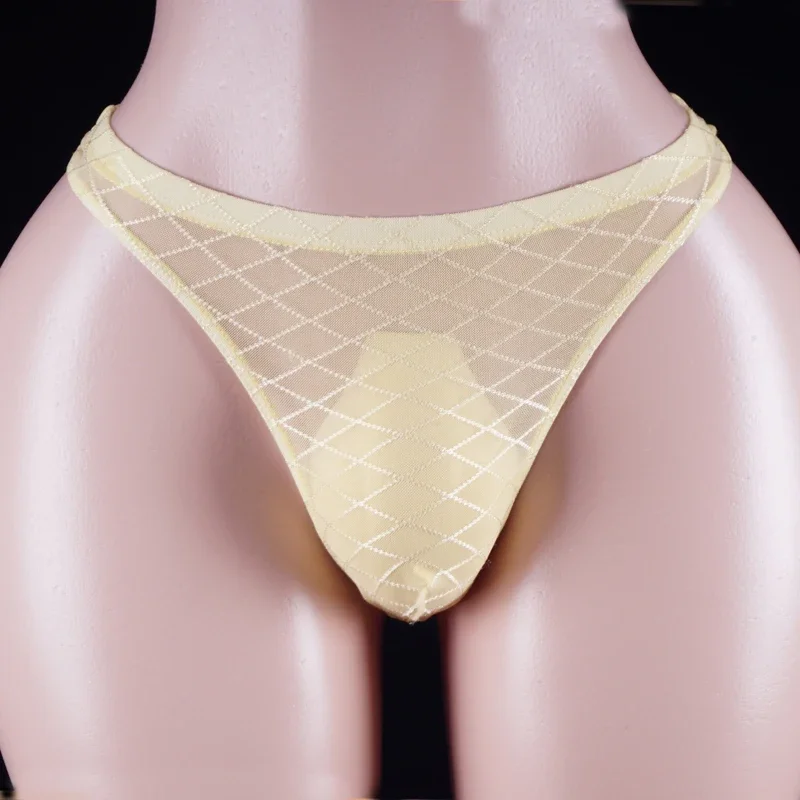 New Men\'s Thong Underwear Sexy Breathable Mesh See-through Elastic Underwear Fashion Men Nude Underwear Gay underwear