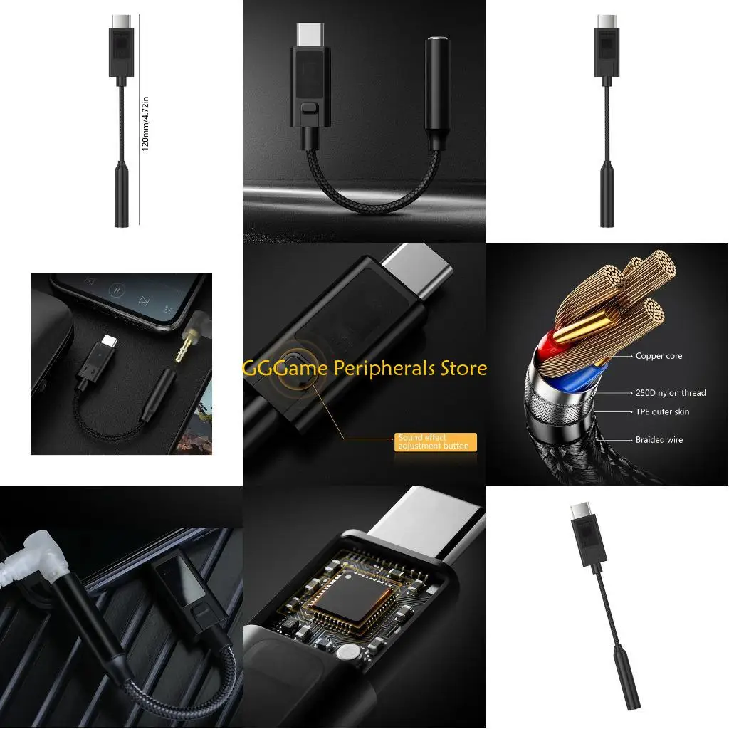 U55B مضخم صوت USB خفيف الوزن ومحول صوت من النوع C إلى مضخم صوت 3.5 مم