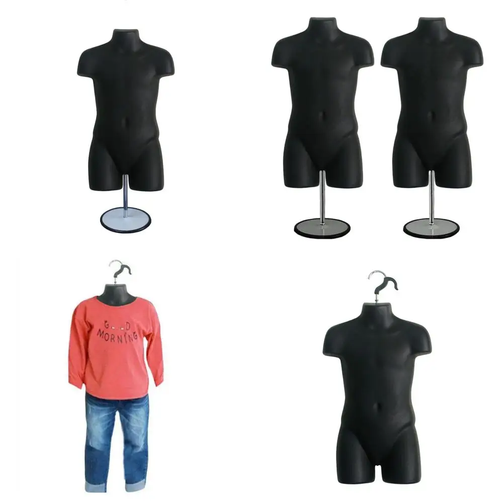 

Детский манекен с полой спинкой и металлической подставкой, подходит для демонстрации футболок и одежды, размер 5T-7 (черный, комплект из 2 шт.)