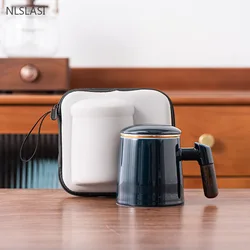 380ml Ceramic Office Mug with Lid Filter Tea Separating Teacup Portable Storage Bag Tea Set Home Beauty Tea Infuser