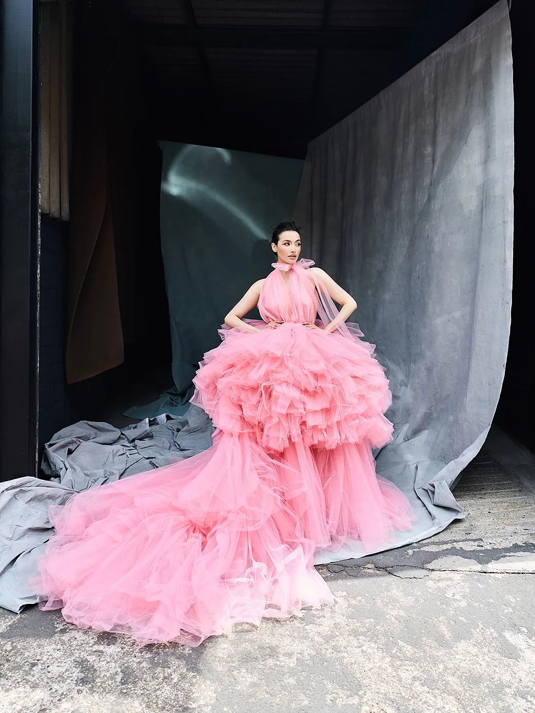 Vestido de baile romântico rosa, vestidos de festa de casamento 2025 gezudenfofo em camadas de tule, vestido de chá de panela, vestido de sessão de fotos de noiva