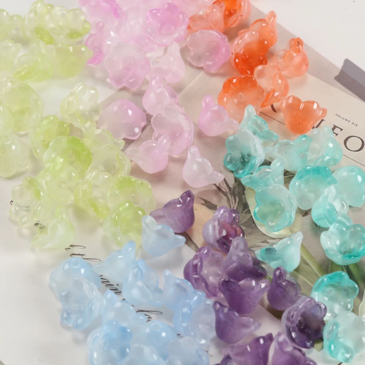 12mm Lily of the Valley Flower Cup Glass Beads Multi Color Flower Bead Forest Style Decoration for DIY Bracelet Necklace