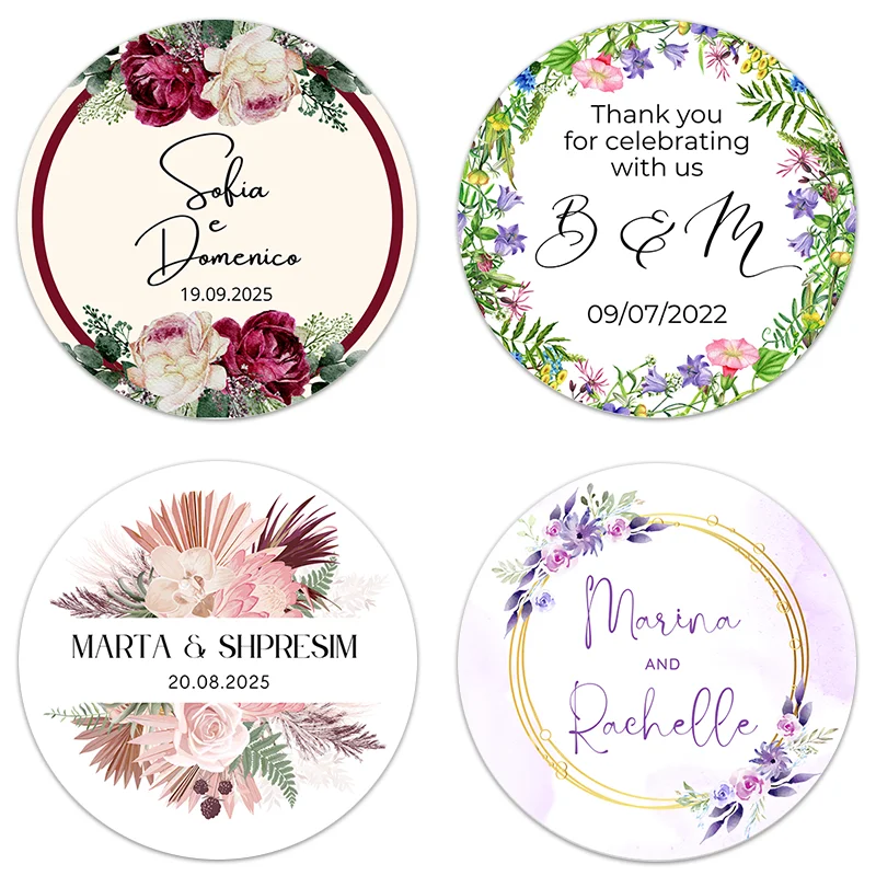 Personalized Wedding Stickers, Waterproof Round Sticker, Custom Thank You Label Sticker, Party Favor, 1.5-3 Inch