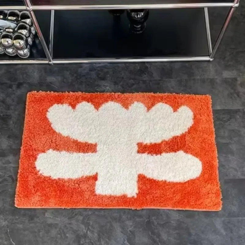 Alfombrilla de baño afelpada, alfombra geométrica Floral suave, alfombrilla antideslizante para el suelo  entrada, decoración