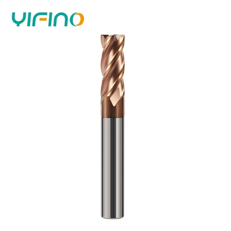 YIFINO HRC55 4-Flute Milling Cutter Tungsten Steel Carbide Coating Flat End Mill For CNC Mechanical Machining Endmills Tools