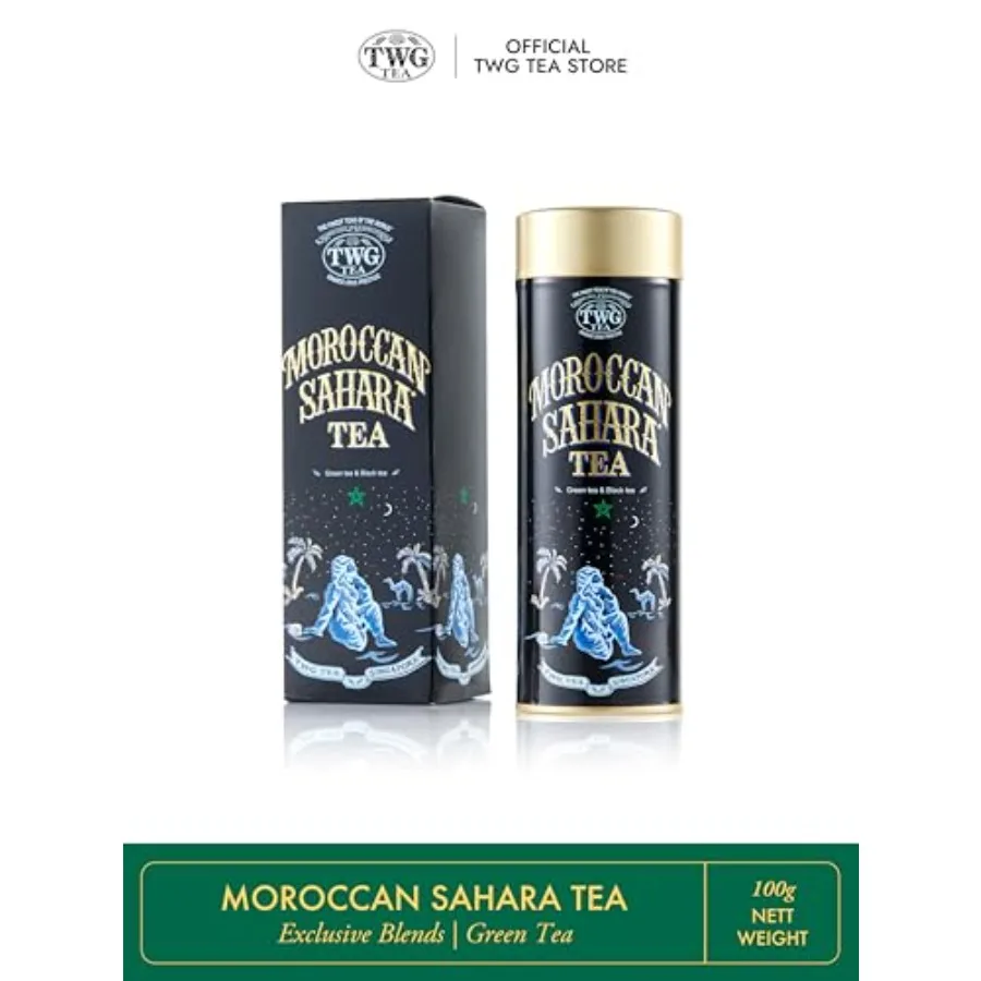 

Чай TWG Tea Moroccan Sahara: зеленый и черный чай с лепестками роз, орехами и специями, подарочный набор в жестяной банке Haute Couture, 100 г