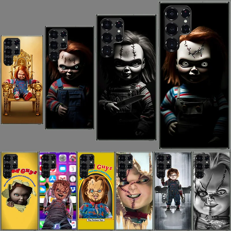 Horror Movie Scary Chucky Doll Clear Case for Samsung Galaxy S24 S22 Ultra S23 S21 S20 FE Capa Phone Cover S10 S9 S8 Plus S10E S