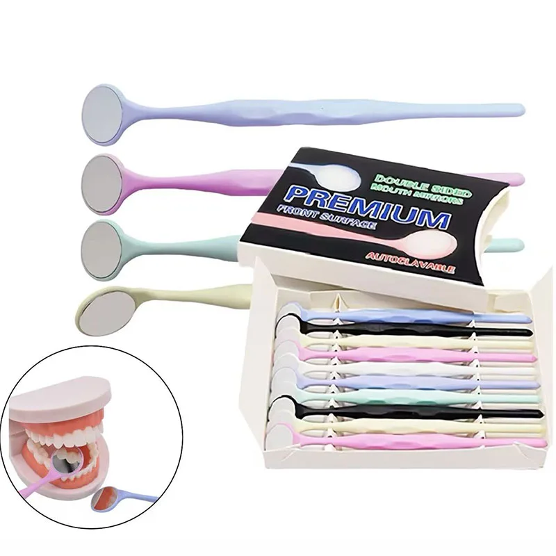10pcs/Box Dental Mouth Mirrors Autoclavable Surface Premium Exam Reflector Single/Double Side Oral Care Mirror Tooth Whitening