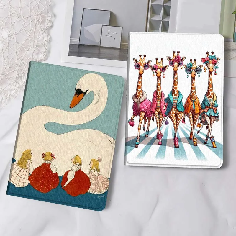 

Giraffe Goose Popular Gift For iPad Pro Air Mini 2 3 4 5 6 7 6th 7th 10th 11th 10.2 9.7 10.5 11 Foldable Tablet Case