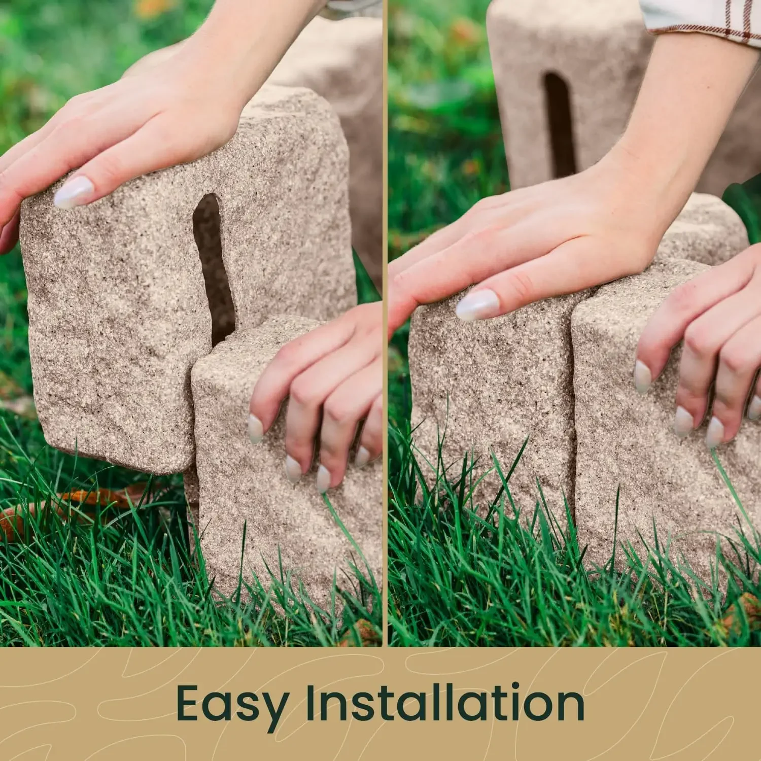 

XMSJ*Garden Edging Border for Flower Beds & Yard Edging – 4 Pack | Each Section Has 6 Blocks 48" L x 4" W x 6.5" H | 8 Spikes