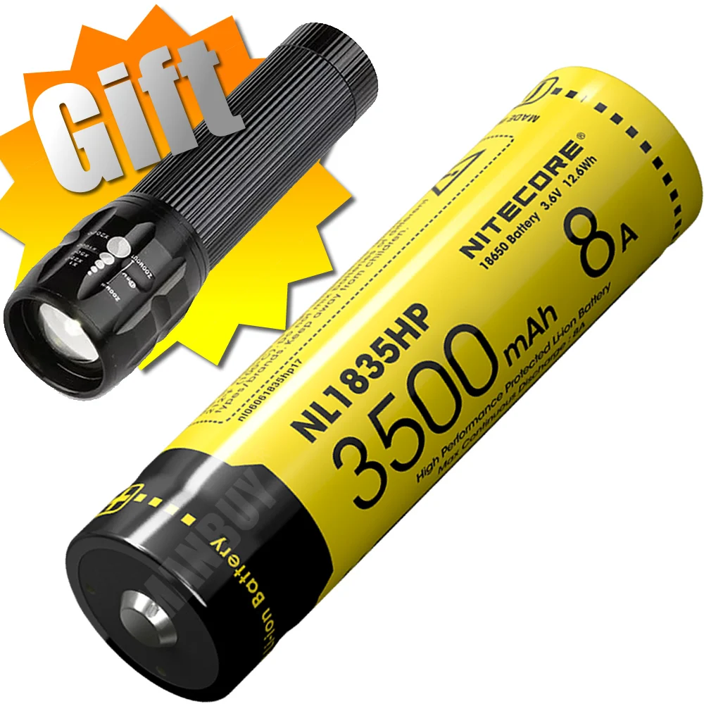 Nitecore NL1823/NL1826/NL1832/NL1834/ NL1835HP/ NL1836HP 3.7V Li-ion Protected Battery Button Top 18650 Type Flashlight Headlamp