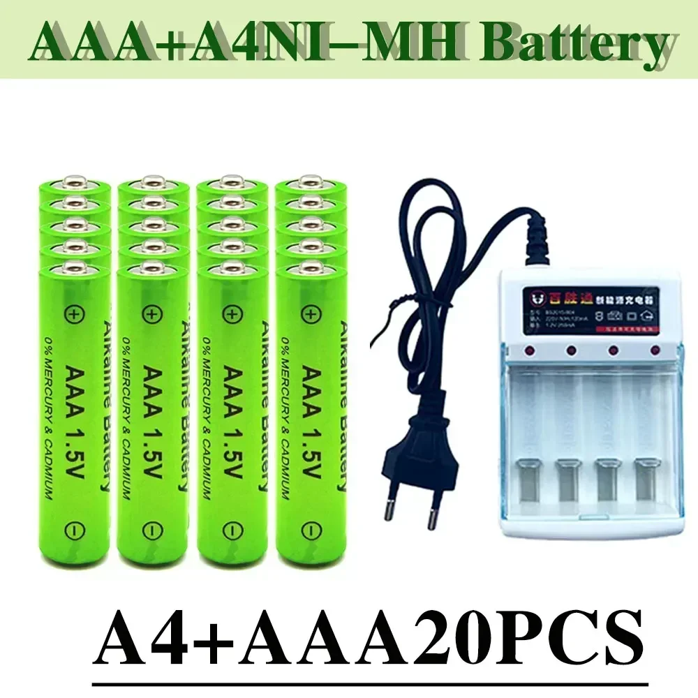 2024-100% New 3800mAh  AAA Alkaline Battery AAA Rechargeable Battery for Remote Control Toy Batery Smoke Alarm with Charger