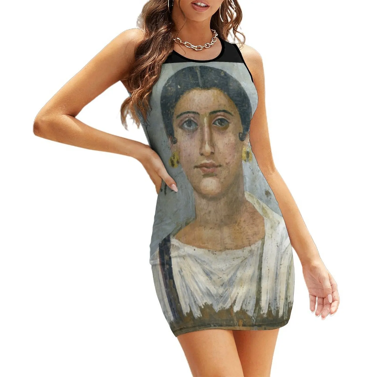 

Fayum mummy portrait ancient Egypt woman Sleeveless Sundress Women's evening dress dresses for women sexy short dresses daring