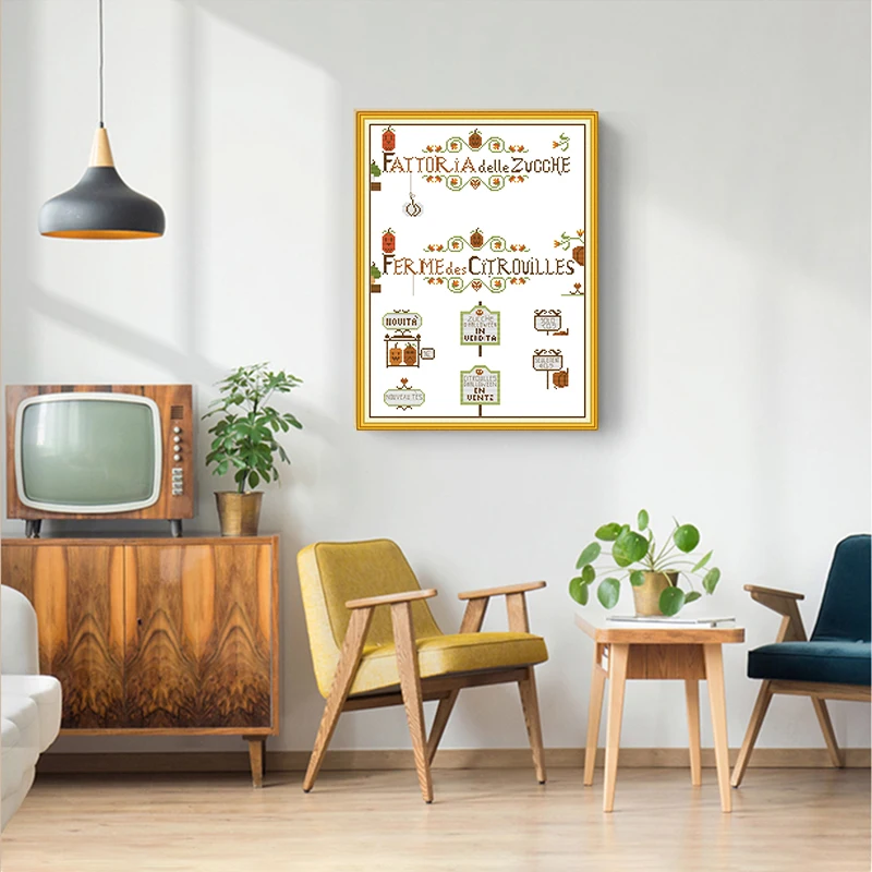 Joy Sunday Cross Stitch Embroidery Kits 14CT 11CT Cotton Thread Pumpkin Farm Painting Needlework DMC Set Counted Printed Canvas