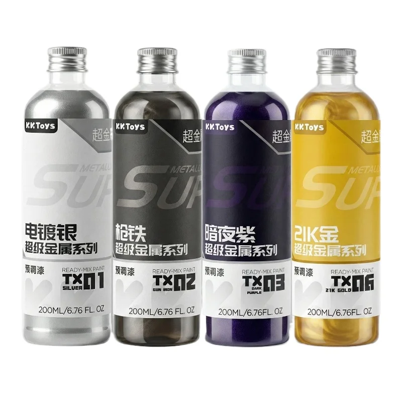 200ml Pre Mixed Metallic Top Coat Paint No Dilution Required Airbrush Spraying Color for Model Kit Hobby Painting Modeling