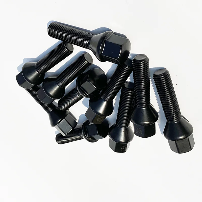 

10PCS Black/Silver Cone Shape Tapered Wheel Bolt Locking Screws M14 X 1.25 M12 X 1.5 M12 X 1.25 M14 X 1.5 for BMW VW Golf