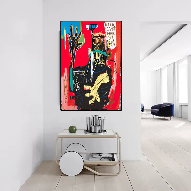 فنان الكتابة على الجدران جان ميشيل مجردة قماش الفن ملصق وطباعة ، لوحات على الحائط ، غرفة المعيشة ، ديكور المنزل صورة