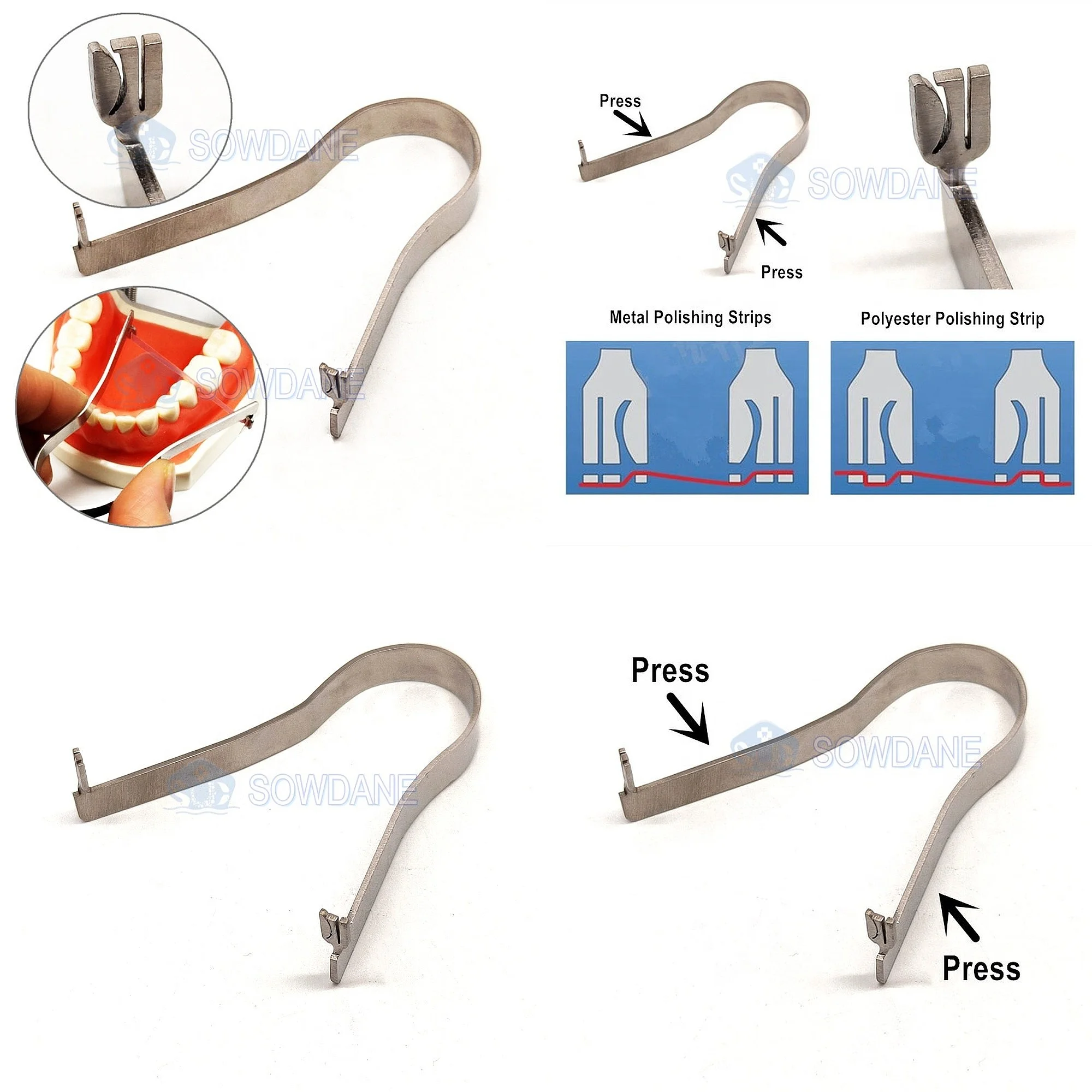 T Stainless Steel Polishing Strip Holder Universal Anterior Posterior for Metal Polyester