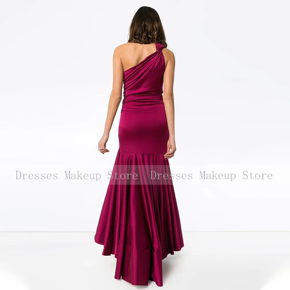 Robe de Soirée Sirène Bordeaux pour Femme, Tenue Longue à Volants, Hi-Lo, en Fibre, Sexy, pour Bal de Promo