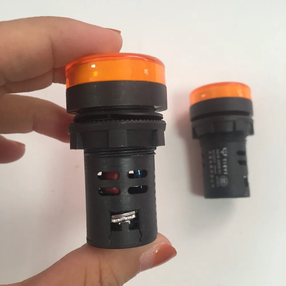 2 قطعة AC220V الأصفر LED لوحة إشارة مؤشر ضوء مصباح 22 مللي متر AD16-22D/S