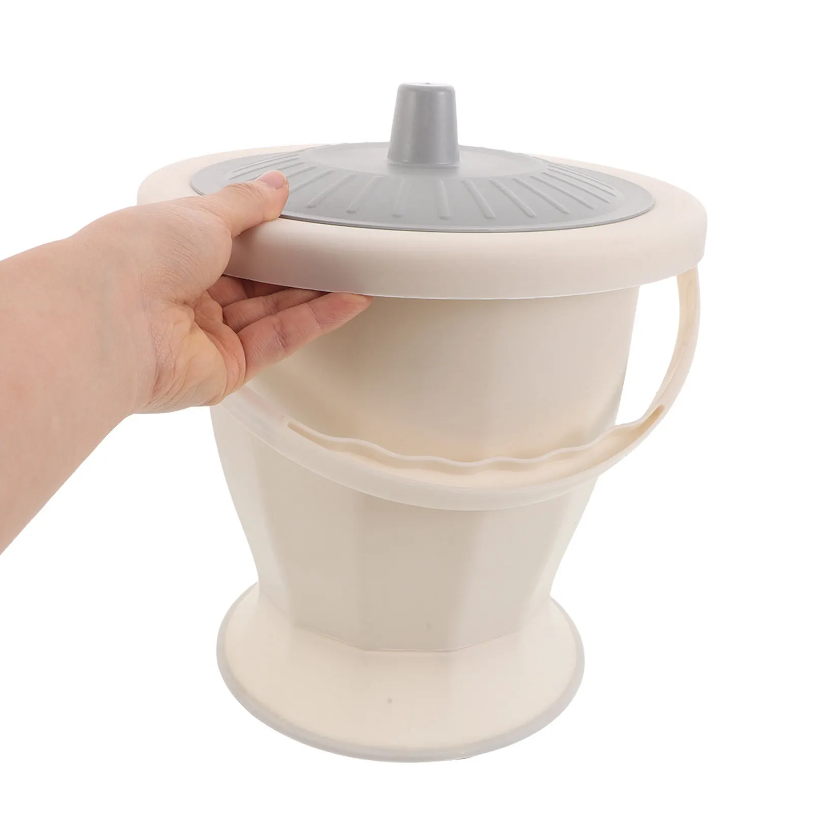 1Set Plastic Chamber Pot Leakproof Lid Portable Toilet Urinal with Cleaning Brush Adult Bedpan Commode for Home Hospital Elderly