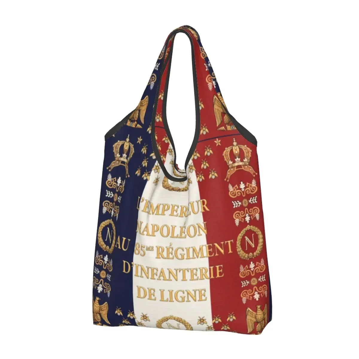 

Cute Napoleonic French 85th Regimental Flag REMASTERED Shopping Tote Bag Portable Grocery Shopper Shoulder