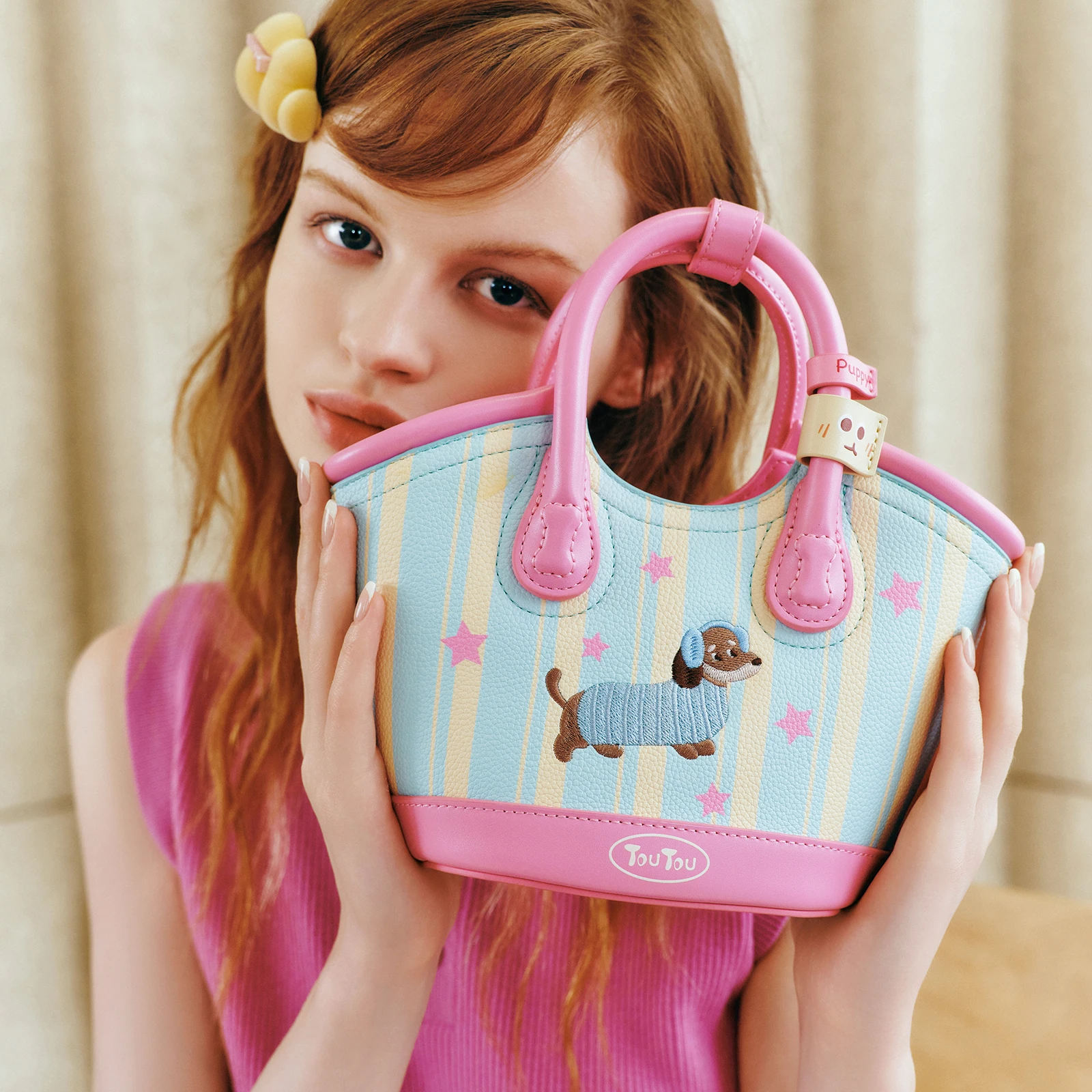 

TOUTOU Handbag Vegetable Baskets for Girl Cute Women Adjustable Shoulder Strap Star Pendent Pu Leather Luxury Designer Bag Purse