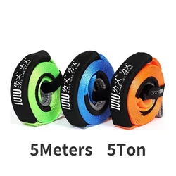 5M5T Automobile Traction Rope Emergency Rescue Strong Tow Rope Polyester Automobile Trailer Belt Car Towing Hook Steel