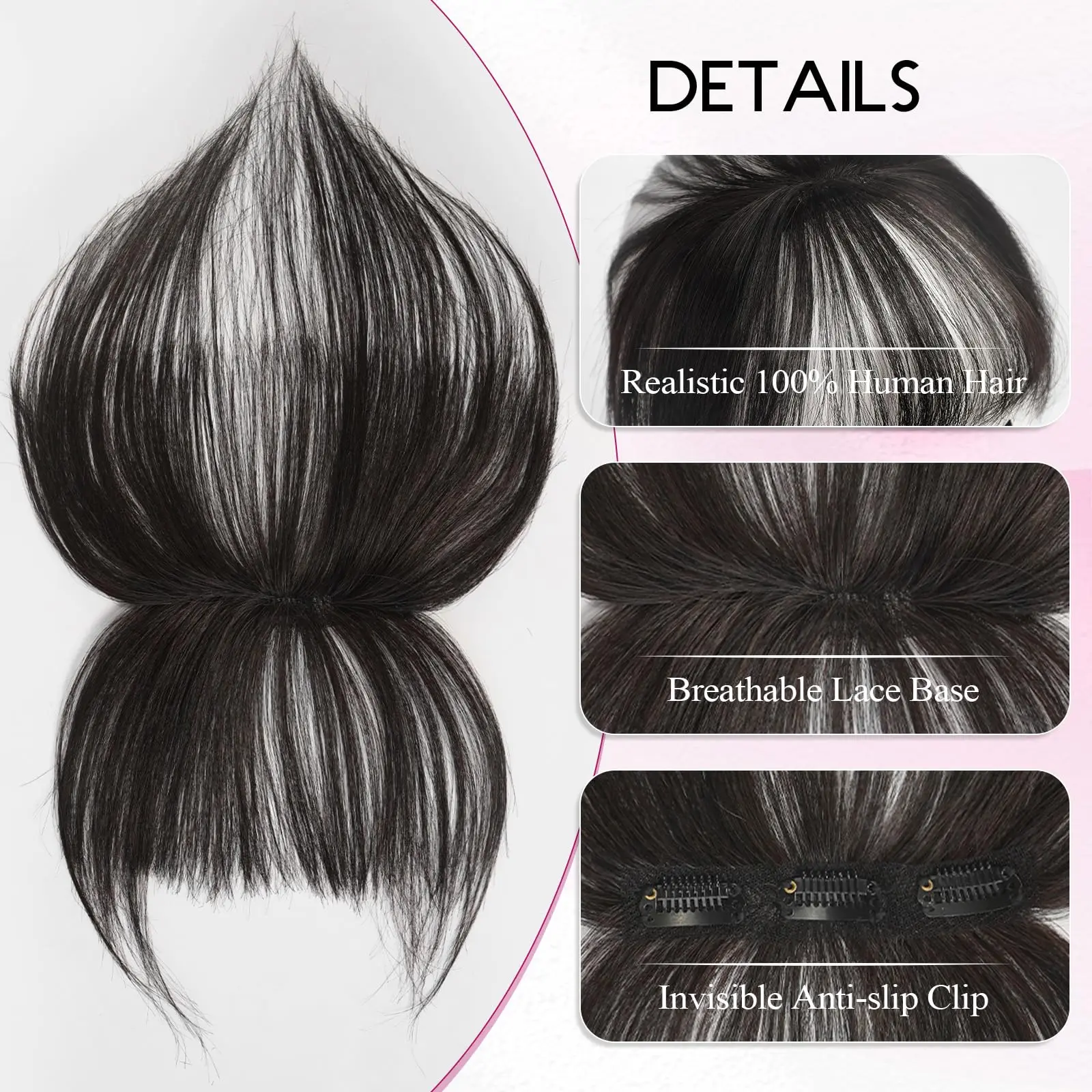 100% Rremy Bagns Clip nei capelli Posticci umani neri Estensioni dei capelli per le donne Pezzi di capelli umani Remy resistenti al calore