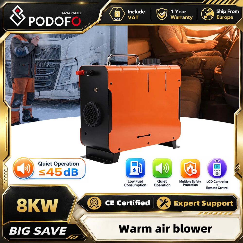 8-kWowy nagrzewnica powietrza na diesle, 12V/24V, do użytku w samochodach, z termostatem LCD, pilotem zdalnego sterowania, szybkim nagrzewaniem, automatycznym wyłączaniem i zabezpieczeniem. Narzędzie