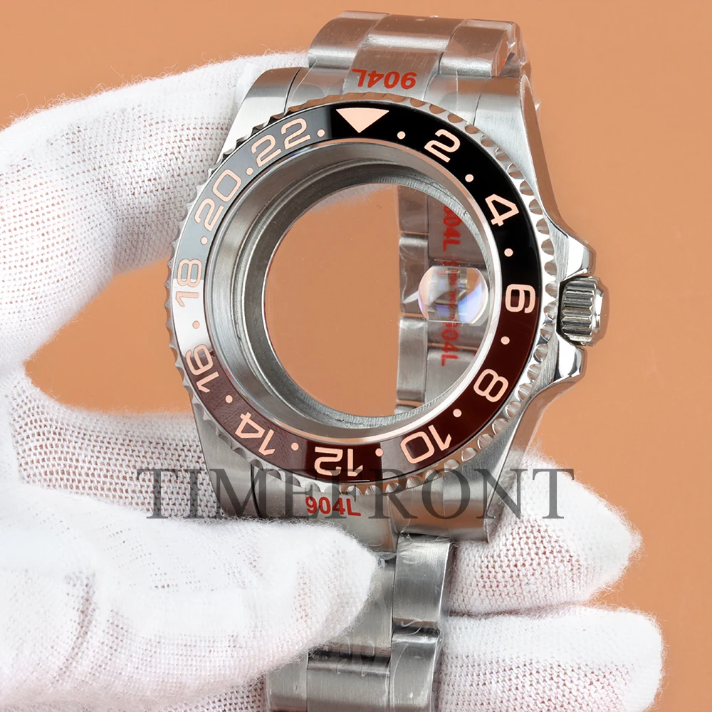 NH35 40mm Sliver Watch Case Oyster Bracelet For SUB GMT YACHT-MASTER NH34 NH35 NH36 NH38 Movement 28.5mm Dial Sapphire Glass