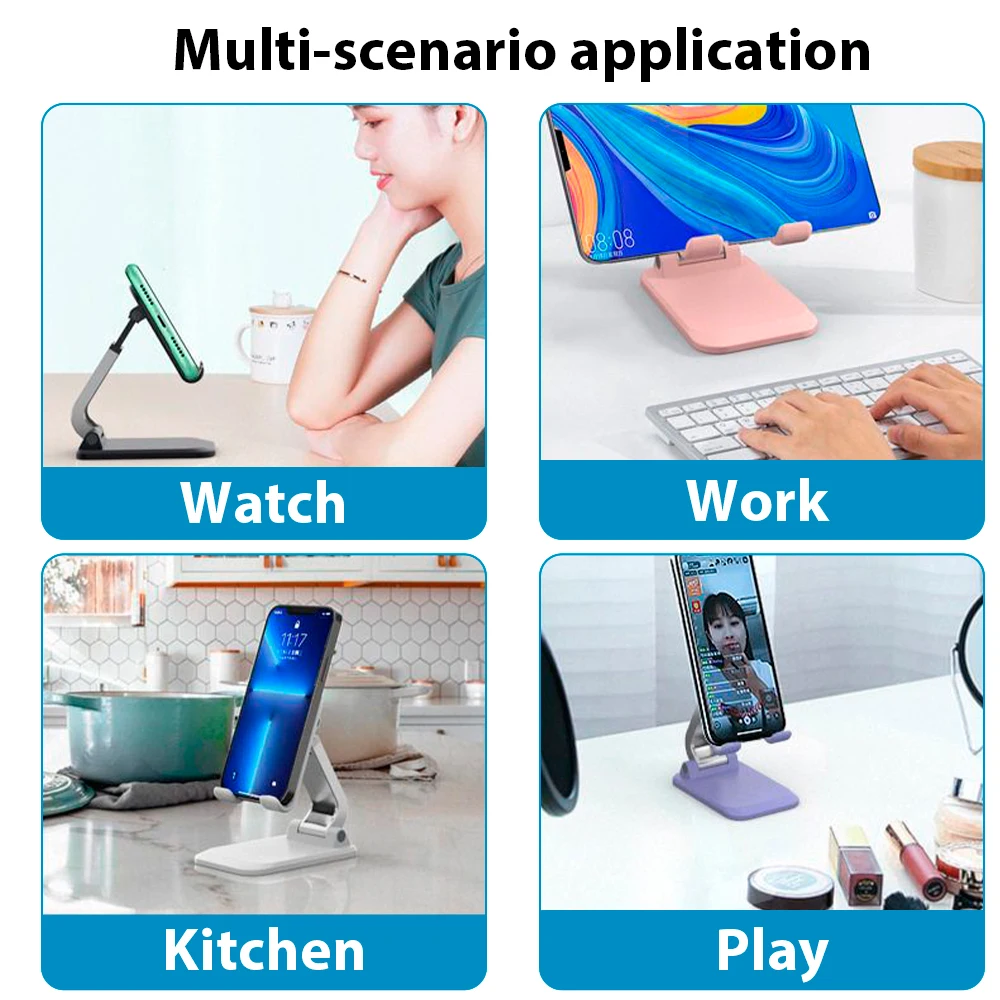 Universal Q7 Penyangga Ponsel Lipat dari Logam untuk iPad Xiaomi Samsung iPhone Smartphone Mendukung Tablet Penyangga yang Dapat Diangkat Penyangga Meja